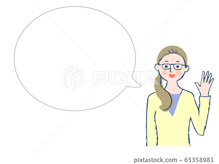 Smiling woman and speech bubble Smiling woman and speech bubble 65358981