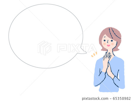 Smiling woman and speech bubble 65358982