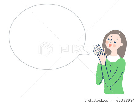 Smiling woman and speech bubble Smiling woman and speech bubble 65358984
