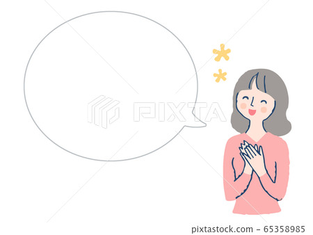 Smiling woman and speech bubble Smiling woman and speech bubble 65358985