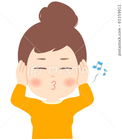 Woman covering her ears and pretending not to hear Woman covering her ears and pretending not to hear 65359911
