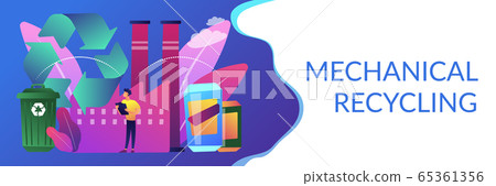 Mechanical recycling concept banner header. Mechanical recycling concept banner header. 65361356
