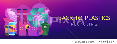 Mechanical recycling concept banner header. Mechanical recycling concept banner header. 65361357