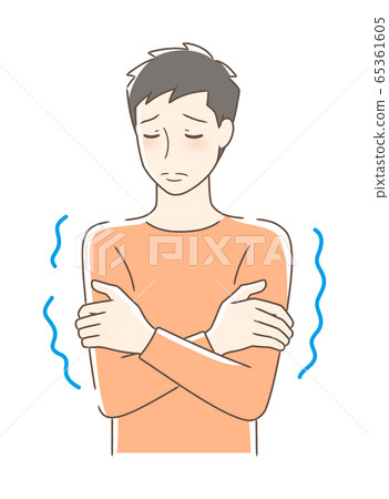 一個感到寒冷和顫抖的人 65361605
