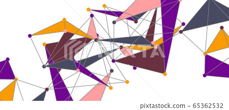 Line points connections, triangular technology design. Abstract geometric background 65362532