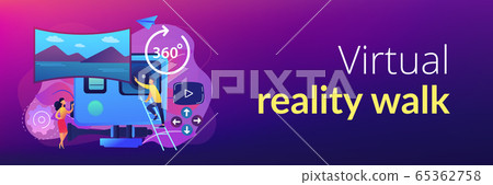 Virtual tour concept banner header. 65362758