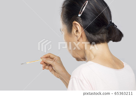 old asian woman feel have fever and sick 65363211