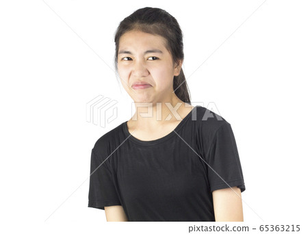 woman look something feel afraid and disdain woman look something feel afraid and disdain 65363215