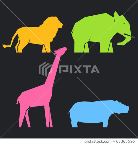 Set of multi-colored african animals Set of multi-colored african animals 65363550