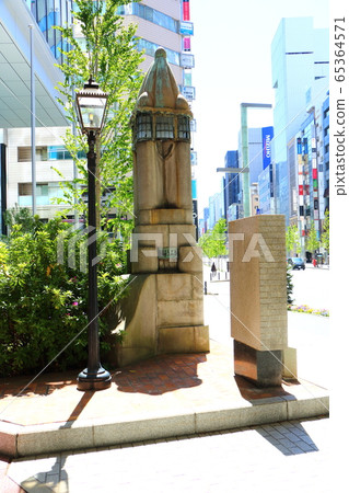 磚銀座紀念碑煤氣燈銀座1丁目銀座街京橋 65364571