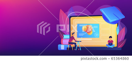 Online education platform concept banner header. - Stock Illustration ...