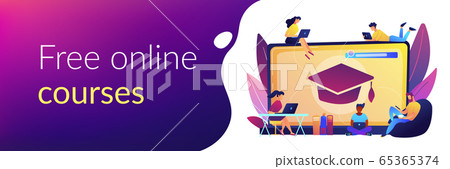 Online courses concept banner header. - Stock Illustration [65365374 ...