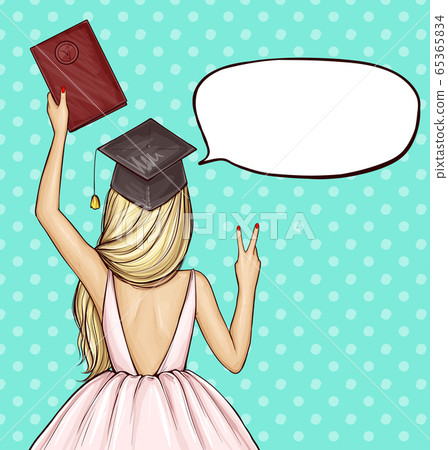 Graduate girl in graduation cap with diploma Graduate girl in graduation cap with diploma 65365834