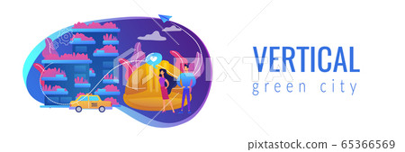 Vertical green city concept banner header. Vertical green city concept banner header. 65366569