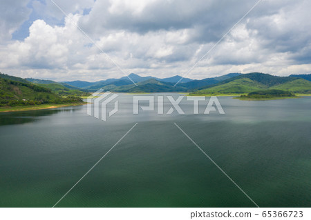 Beautiful scenery of dam with mountain and lake Beautiful scenery of dam with mountain and lake 65366723
