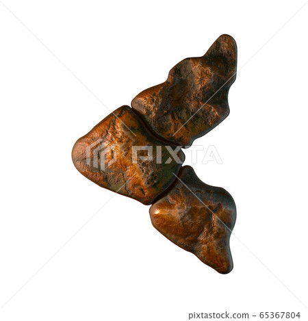 Rocky symbol left angle bracket. Font of stone isolated on white background. 3d Rocky symbol left angle bracket. Font of stone isolated on white background. 3d 65367804