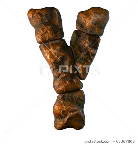 Rocky letter Y. Font of stone isolated on white background. 3d Rocky letter Y. Font of stone isolated on white background. 3d 65367808