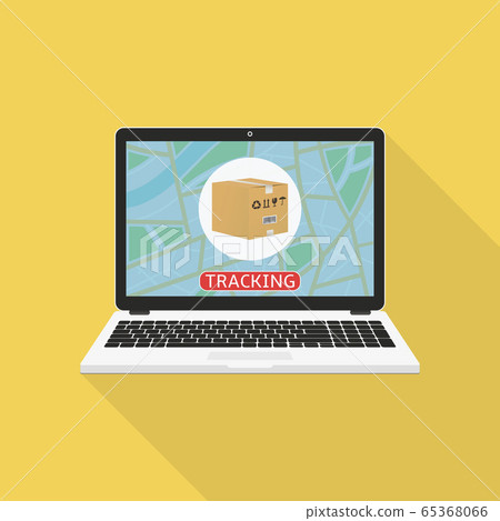Parcel tracking website on laptop screen. Online package tracking. Flat design vector illustration Parcel tracking website on laptop screen. Online package tracking. Flat design vector illustration 65368066