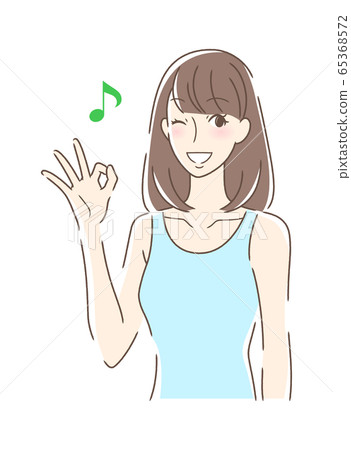 一個微笑的好跡象的女人 一個微笑的好跡象的女人 65368572