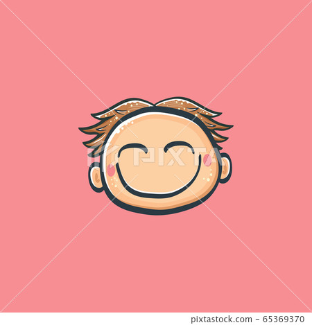 Cartoon cute hand drawn funny boy face isolated on pink background, Cartoon happy children with funny hair. 1 june international childrens day background with little smiling baby boy icon or label Cartoon cute hand drawn funny boy face isolated on pink background, Cartoon happy children with funny hair. 1 june international childrens day background with little smiling baby boy icon or label 65369370