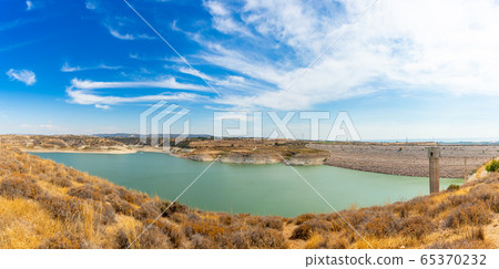 Asprokremmos reservoir fresh water lake panorama Asprokremmos reservoir fresh water lake panorama 65370232