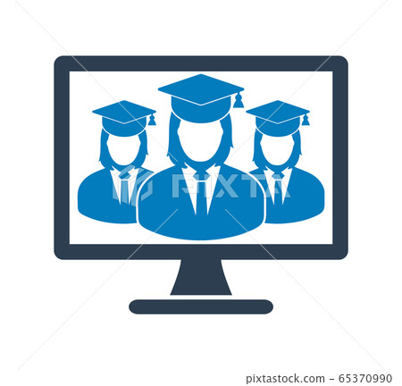 E learning icon. Flat style vector EPS. - Stock Illustration [65370990 ...