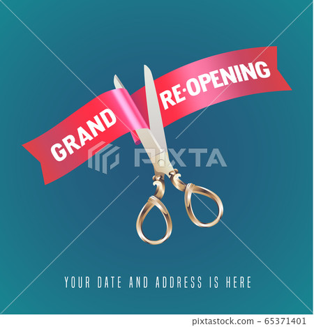 Grand opening or re-opening soon vector banner, illustration 65371401