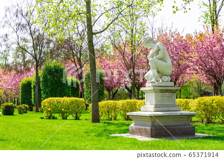 Marbel statue woman in the park. Marbel statue woman in the park. 65371914