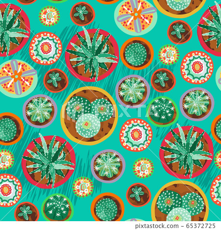 Cactus seamless pattern. Exotic vector background 65372725
