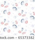 Cute cartoon animal doctor seamless pattern. Background pills, ambulance, mask, bacteria, viruses, coronavirus. Watercolor hand drawn boy and girl doctor set 65373382