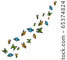 Flying colorful butterflies isolated on white background. 3D realistic beautiful butterflies. Biology. Beautiful illustration. 65374824