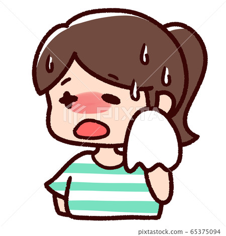 Woman with heat stroke Hot sweat 65375094