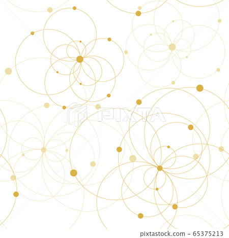 Seamless geometric pattern with connected circles and dots. 65375213