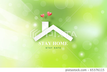 Stay home stay on Eco Environment background.Home Stay home stay on Eco Environment background.Home 65376115