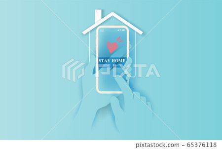 Stay home on smartphone background.stay safe home 65376118