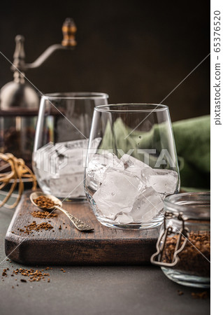 Dalgona coffee in glass cup 65376520