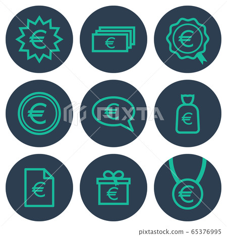 Set of icons about money with euro symbols 65376995