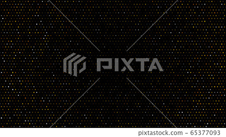 Gold and silver halftone black background. Vector golden glitter circle with dotted sparkles or halftone shine pattern texture black background. Golden circles, dots pattern, vector, grunge. 65377093