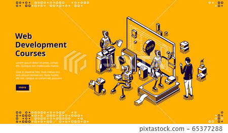 Web development courses isometric landing page 65377288