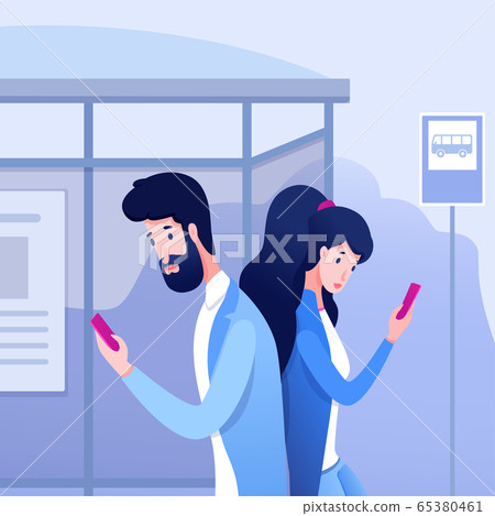 Gadget addiction flat vector illustration Gadget addiction flat vector illustration 65380461