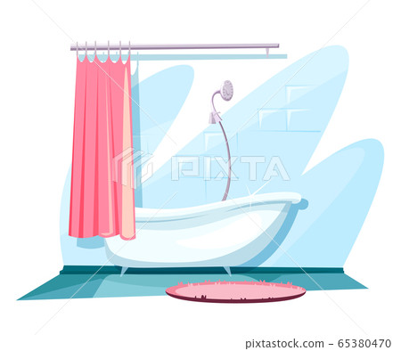 Bathroom interior decor flat vector illustration 65380470