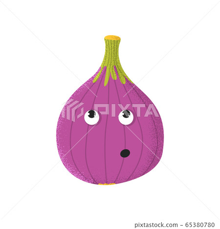 Organic cute fig fruit character in flat style Organic cute fig fruit character in flat style 65380780