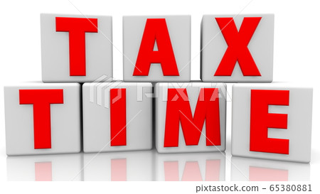 White cubes with Tax Time concept 65380881