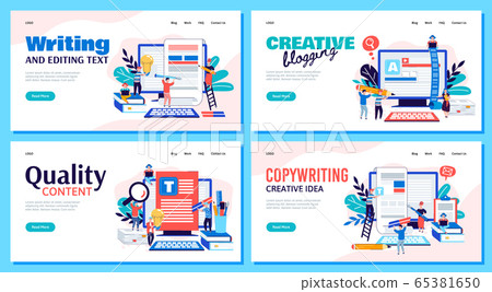 Copywriting and blogging marketing banners set... - Stock Illustration ...