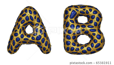 Letter set A, B made of realistic 3d render golden shining metallic. Letter set A, B made of realistic 3d render golden shining metallic. 65381911