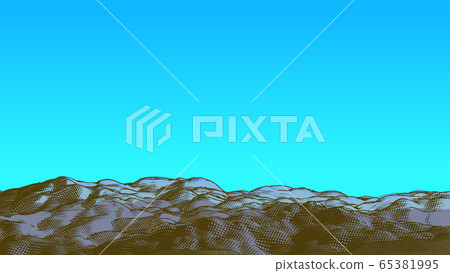 Rough ground drawing illustration on blue BG 65381995