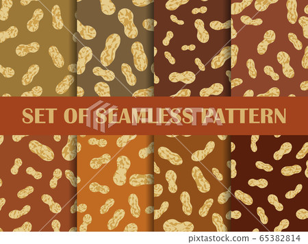 Peanut set of seamless pattern. Roasted peanuts in Peanut set of seamless pattern. Roasted peanuts in 65382814