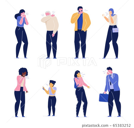 Sick people children have influenza symptoms set 65383252