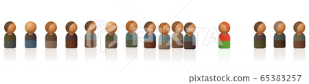 Dissident toy figure steps out of line. Symbolic for opposing people, individuality, courage, disagree and being an outsider. Vector on white. Dissident toy figure steps out of line. Symbolic for opposing people, individuality, courage, disagree and being an outsider. Vector on white. 65383257
