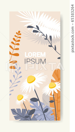 beautiful flowers and leaves floral spring poster vertical greeting card 65383264